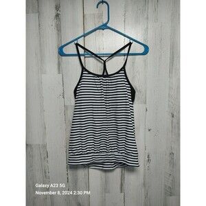 Joe Fresh Built In Bra Tankini Top XS Black White Stripe